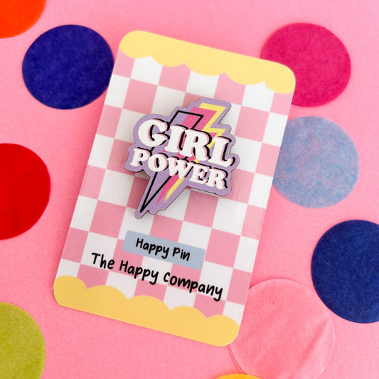 Girl Power Wooden Pin Badge